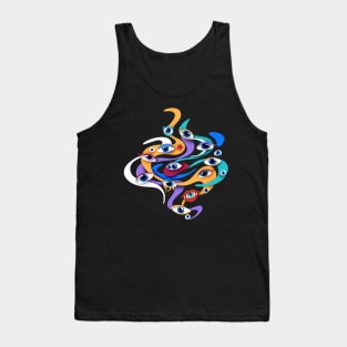 Psyhodelical Pattern with Thousand Ees Looking Into the Soul, Vampire and Witchcraft Vibes Tank Top